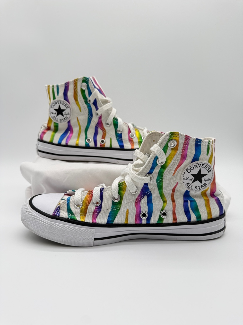 Converse Chuck Taylor Rainbow Stripe High Top Sneakers Mens 5 Womens 6.5 - Picture 2 of 10